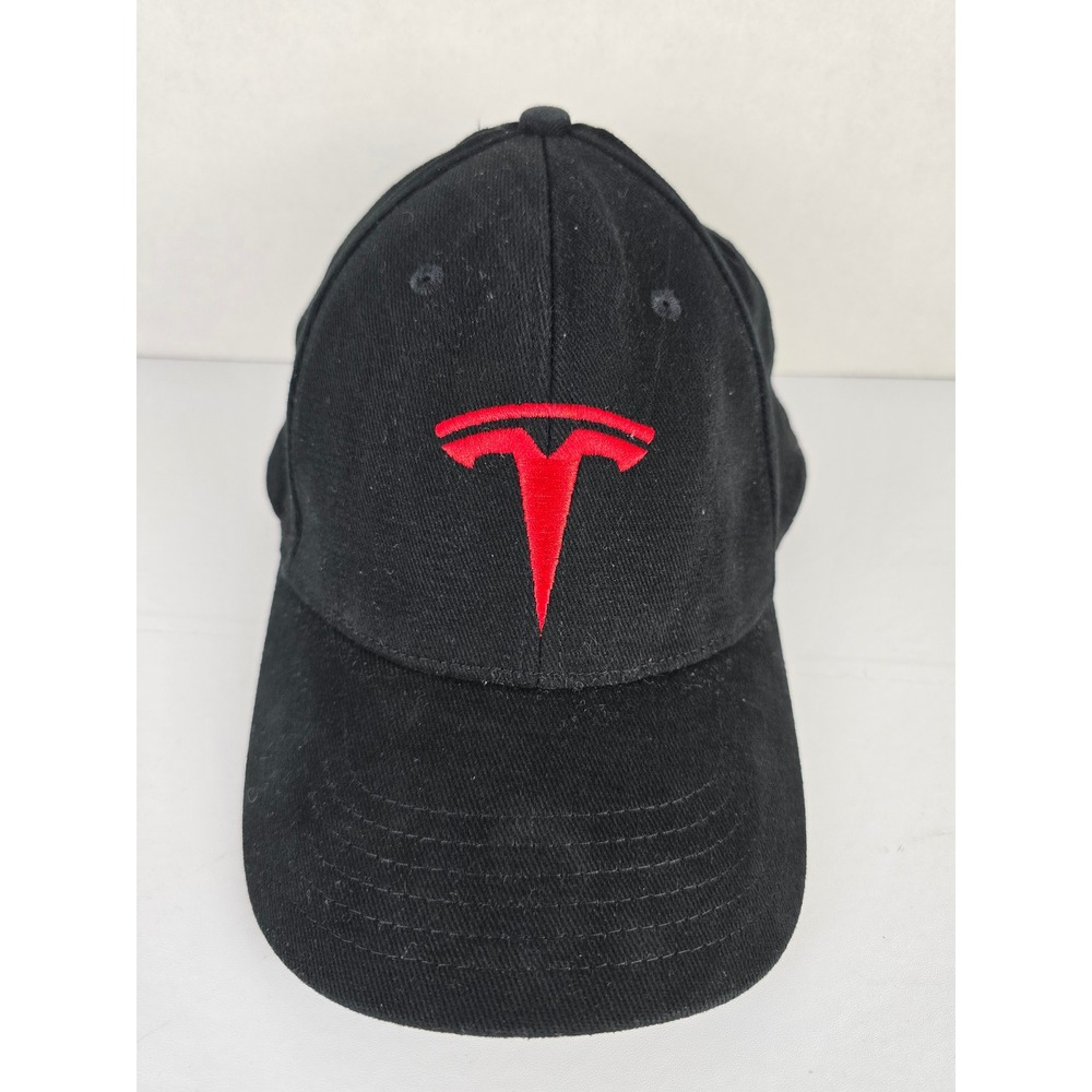 Tesla Baseball Hat Men L/XL Black Red Logo Flexfit Tech Cap Corp Gorpcore